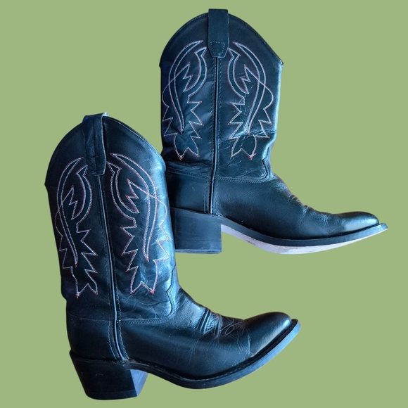 Old West Black Cowboy Boots - Picture 1 of 8